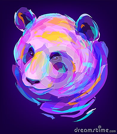 The cute colored panda head Vector Illustration