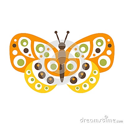 Cute colorful butterfly with open wings vector Illustration Vector Illustration