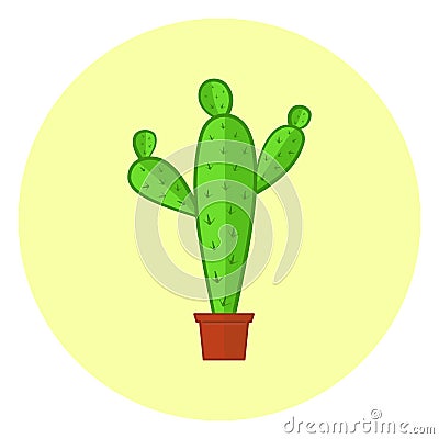 Cute colorful cacti icon, bright cactus in a pot Vector Illustration