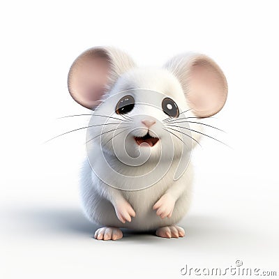 Cute And Colorful 3d Rendered White Mouse Icon Stock Photo