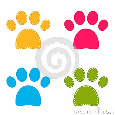 Cute colorful Doggie Paws Vector Illustration