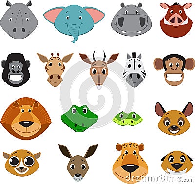 Cute colorful exotic animals collection Vector Illustration