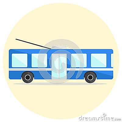 Cute colorful flat trolley bus icon Vector Illustration