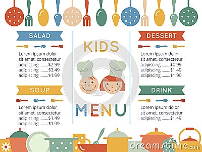 Kids menu template Vector Illustration