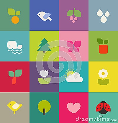 Colorful nature. Icons set. Vector illustration Vector Illustration