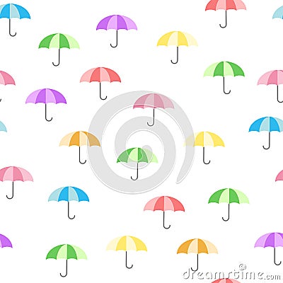 Cute colorful pattern with umbrellas - baby cartoon style Vector Illustration