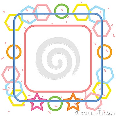 Cute colorful square frame isolated on white background for web design, abstract, wall, presentation Vector Illustration