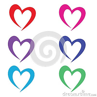 CUte colorfull heart icon february vector set Vector Illustration