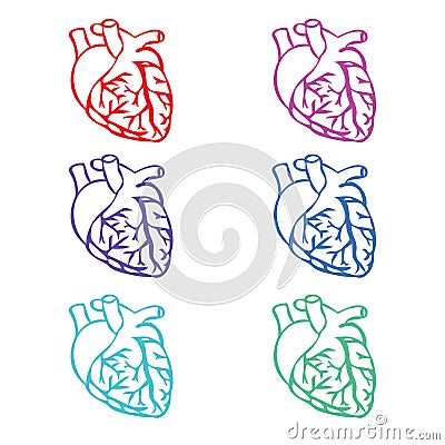 CUte colorfull heart icon vector set Vector Illustration