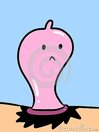 Cute condom cartoon on blue background Stock Photo