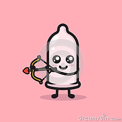 Cute condom mascot love and romance theme Vector Illustration