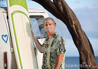 Cute and Confident Surfer Stock Photo