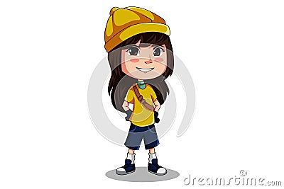 Cute Cool Girl Character Design Illustration Vector Illustration