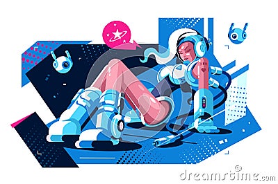 Cute cosmo girl Vector Illustration