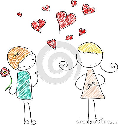 Cute couple Vector Illustration