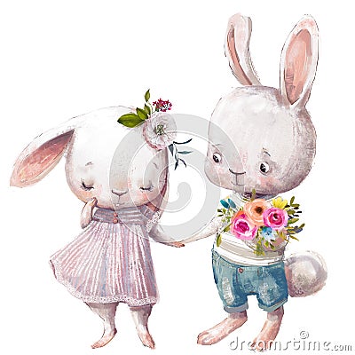 Cute couple of hares Stock Photo