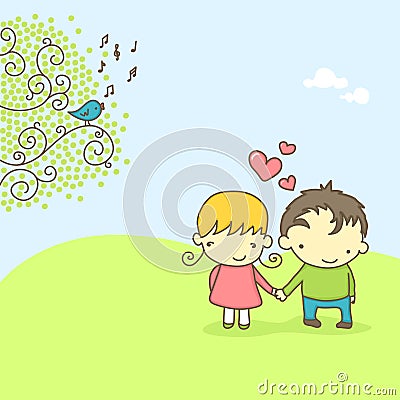 Cute couple in love Vector Illustration