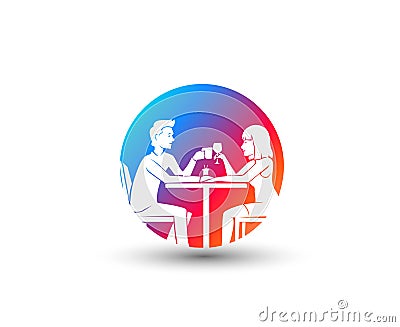 Cute couple in Love dating vector illustration. Love couple in restaurant - dating anniversary Vector Illustration