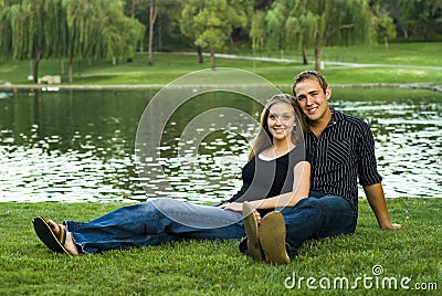 Cute Couple at the Park Stock Photo