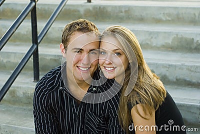 Cute Couple on the Stairs Stock Photo