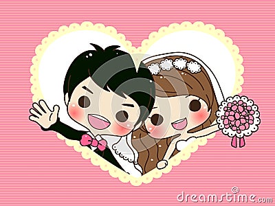 Cute couple wedding Vector Illustration