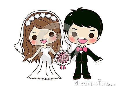 Cute couple wedding Vector Illustration