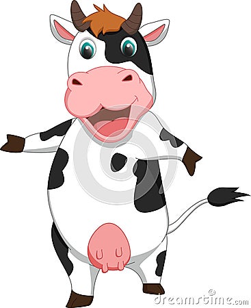 Cute cow cartoon Vector Illustration