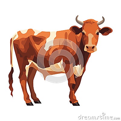 Cute cow standing farm animal Vector Illustration