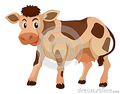 Cute cow standing on white background Vector Illustration