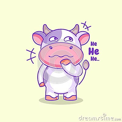 Cute cow is a suspicious cartoon Vector Illustration