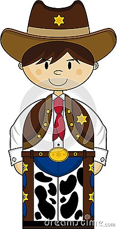 Cute Cowboy Sheriff Vector Illustration
