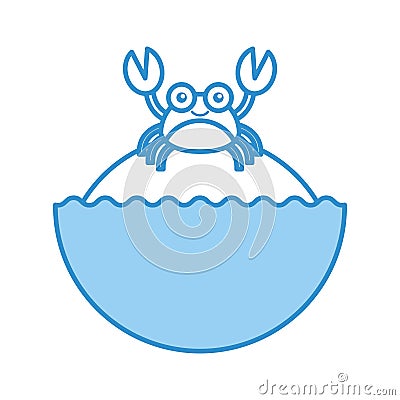 Cute crab sealife character Vector Illustration