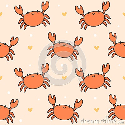 Cute crab Seamless Pattern Background Stock Photo