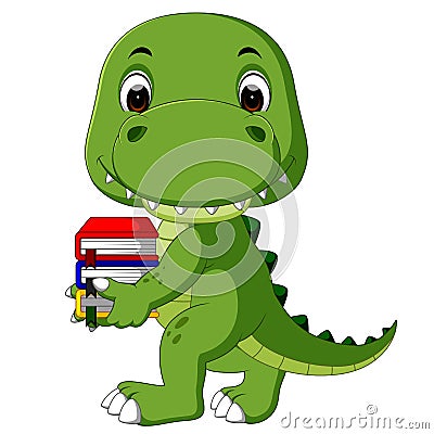 Cute crocodile carrying book Vector Illustration