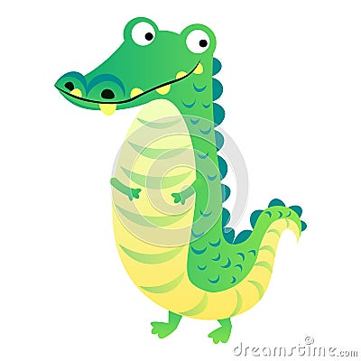 Cute crocodile cartoon isolated on white background Vector Illustration