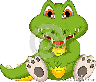 Cute crocodile cartoon sitting Stock Photo