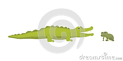 Cute Crocodile and frog. Aligator vector cartoon illustration Vector Illustration