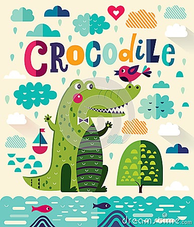 Cute crocodile Vector Illustration