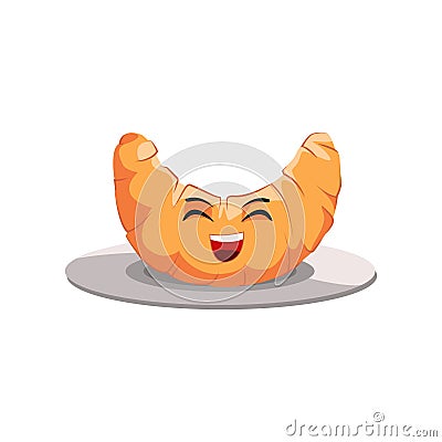 Cute Croissant Character Design Illustration Vector Illustration