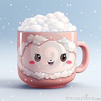 A cute cup of foamy water with a sheep face on it, cute cup Stock Photo