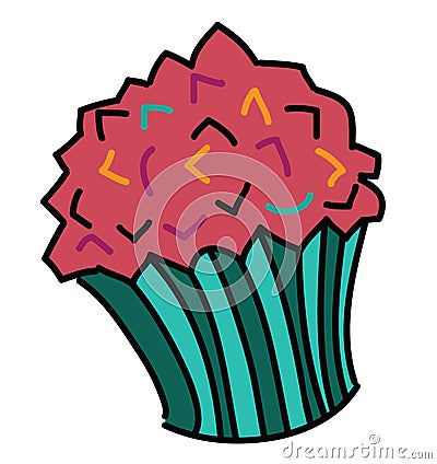 Cute cupcake, vector illustration Vector Illustration