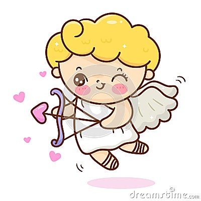 Cute cupid arrow cartoon Valentine angel Stock Photo