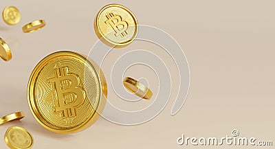 3d rendering of bitcoins falling on the ground Stock Photo