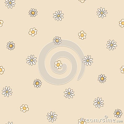 Cute daisy flowers summer seamless pattern Stock Photo