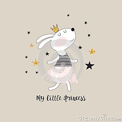 Cute bunny princess Vector Illustration