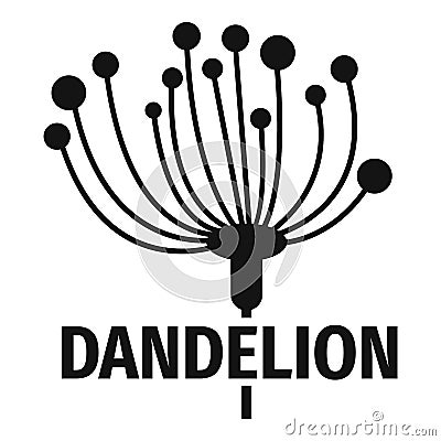 Cute dandelion logo icon, simple style. Vector Illustration