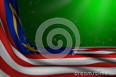 cute dark picture of Malaysia flag lie diagonal on green background with soft focus and free place for text - any celebration flag Cartoon Illustration