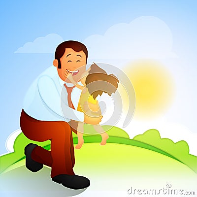 Cute daughter with father for Father's Day. Stock Photo