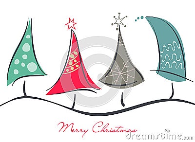 Cute decorative Christmas trees Vector Illustration