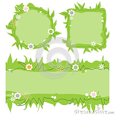 Cute decorative grass frames Vector Illustration